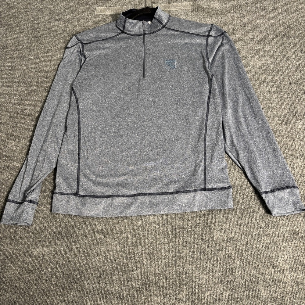 New York Rangers Pullover Mens Medium‎ Gray NHL Hockey Quarter Zip Long Sleeve